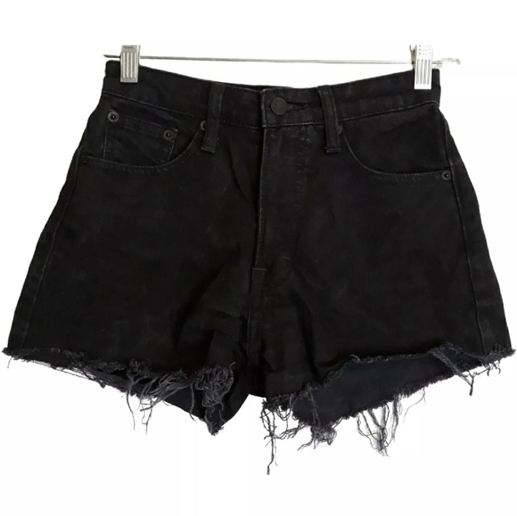 Lucky Brand Lucky Pins Distressed Cut Off Denim Black Jean Shorts 00/24 - Picture 7 of 7